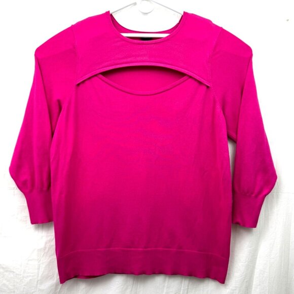 Torrid Pullover Fitted Crewneck Open Chest Sweater Women +3 Hot Pink - Picture 1 of 7